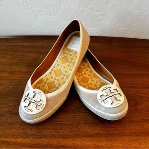 Tory Burch Reva Flats Linen Blend Womens Size 10